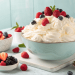 Protein fluff dessert with berries