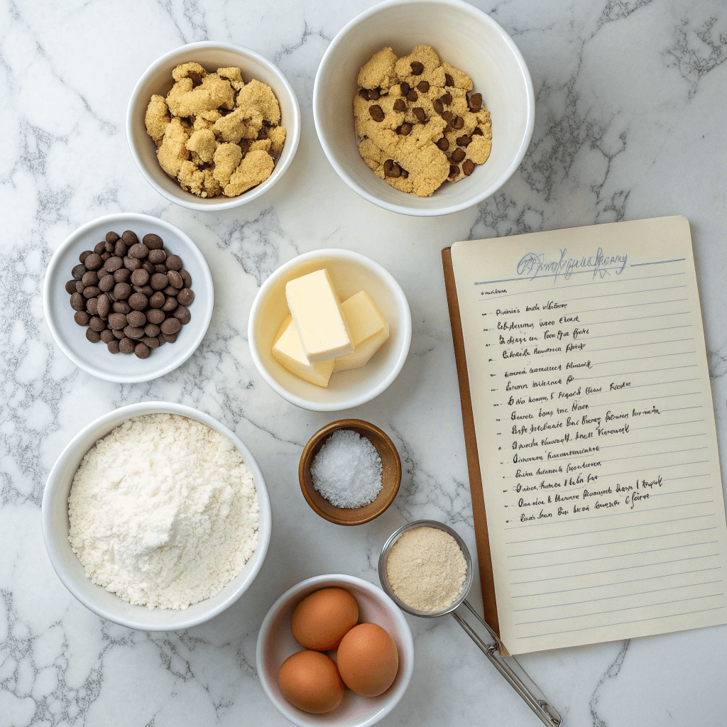 Baking ingredients flat lay on counter