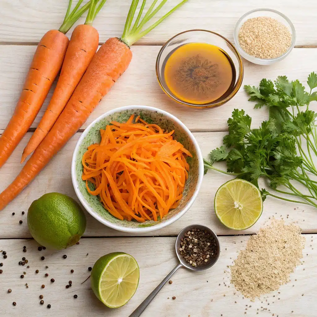 Ingredients for raw carrot salad recipe	