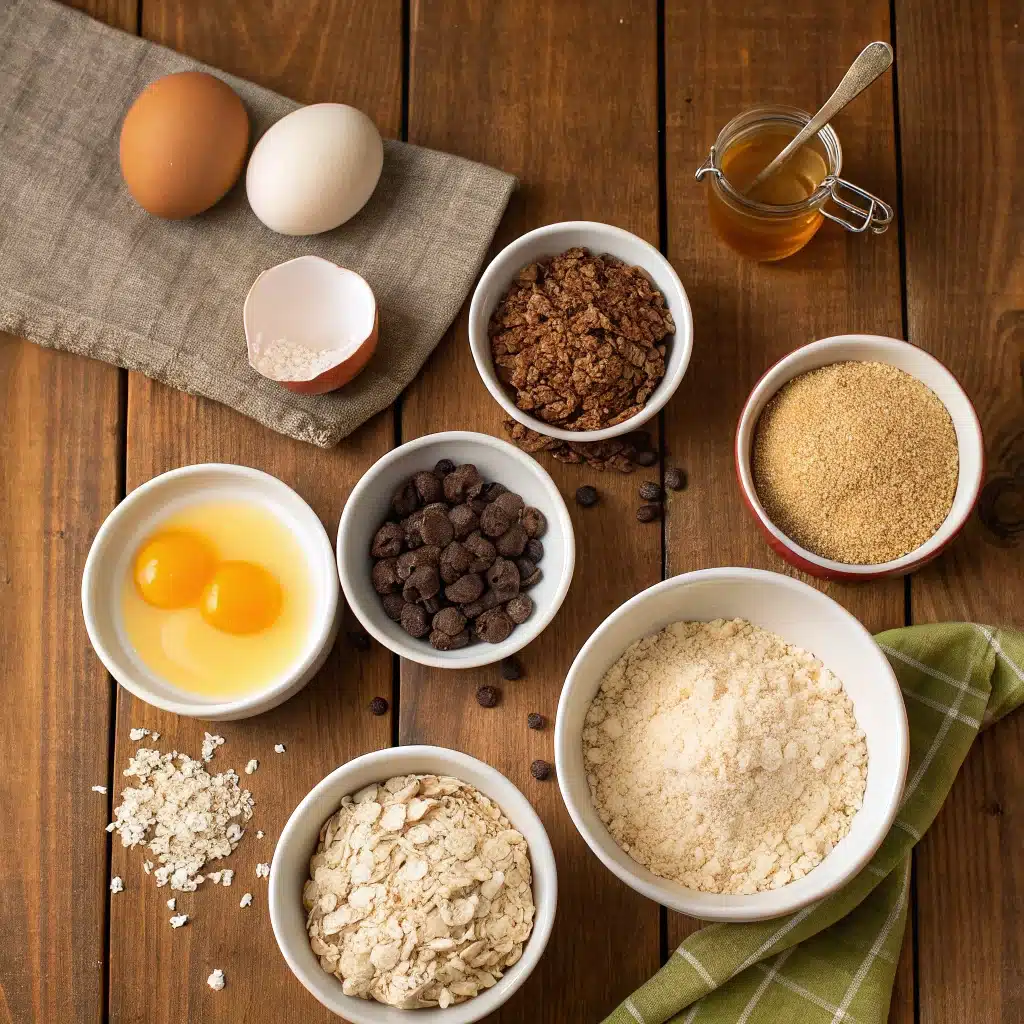 Sourdough muffin ingredients flat lay