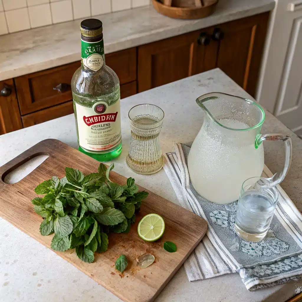 Ingredients for Hugo Spritz cocktail	
