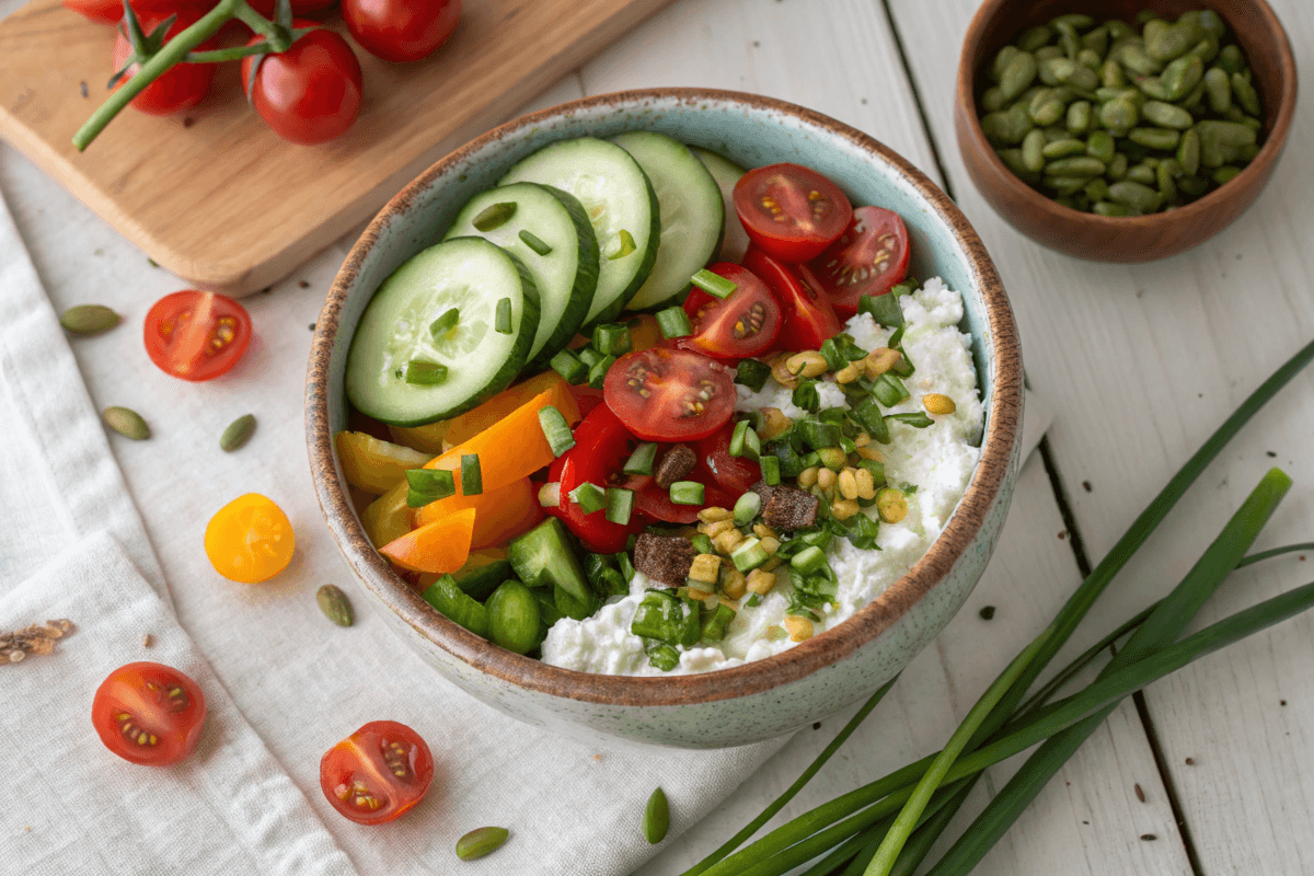 Savory Cottage Cheese Bowl with Fresh Veggies