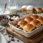 Pull-apart smores sliders with gooey chocolate and marshmallow
