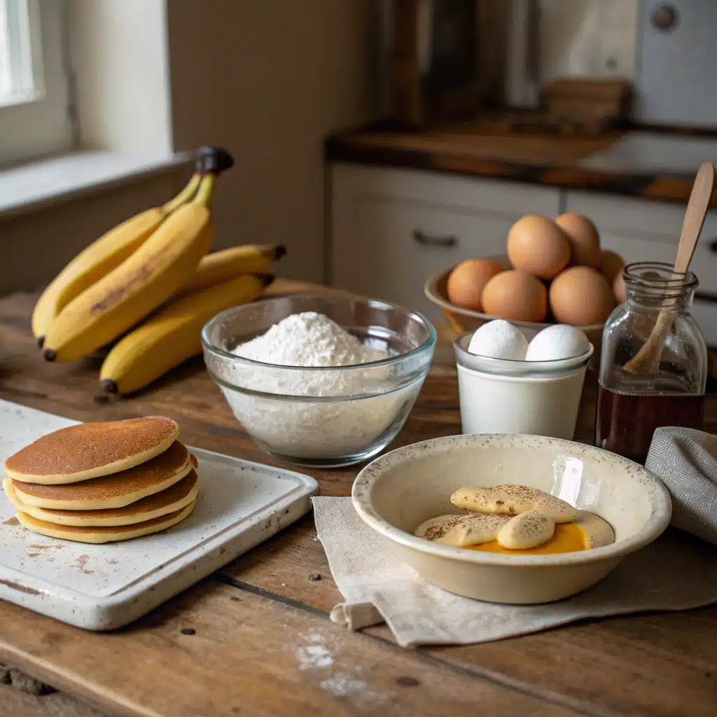 Protein pancake ingredients laid on table