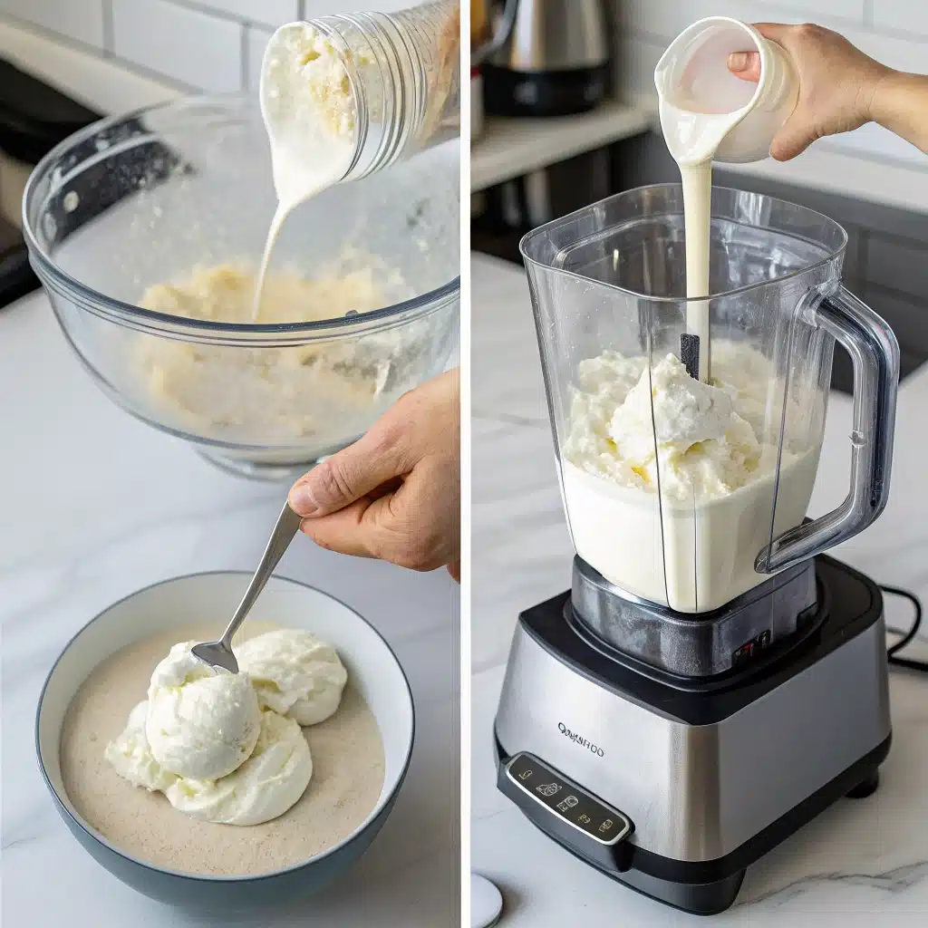 Step-by-step process of making frozen yogurt ice cream